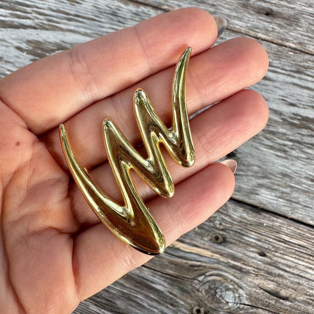 Vintage Jewelry Abstract Gold Tone Brooch Whimsical Pin